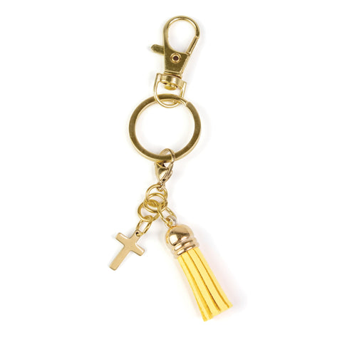 Cross Tassel Key Ring – Yellow