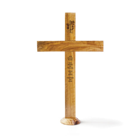 In Loving Memory Floral – Olive Wood Memorial Desk Cross