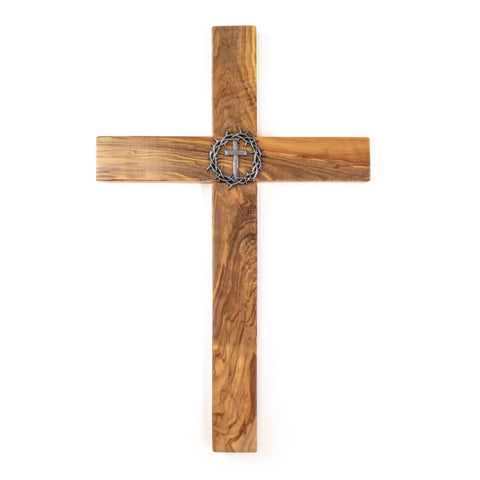 Crown of Thorns 18" Olive Wood Wall Cross