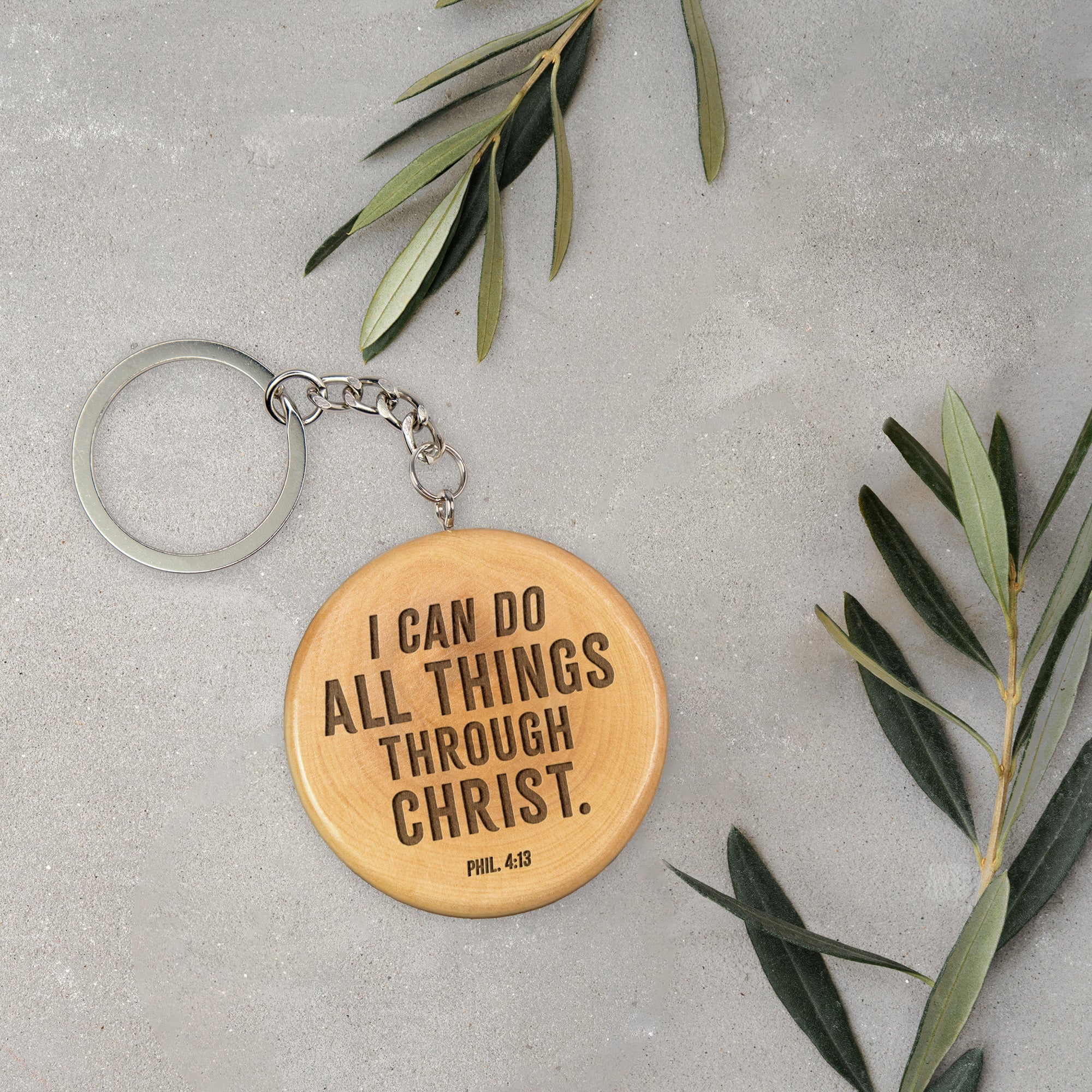 Olive Wood Keychain – I Can Do All Things, Phil 4:13