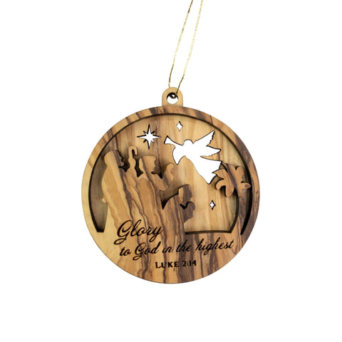 Round Dimensional Ornament - Glory to God, Luke 2:14