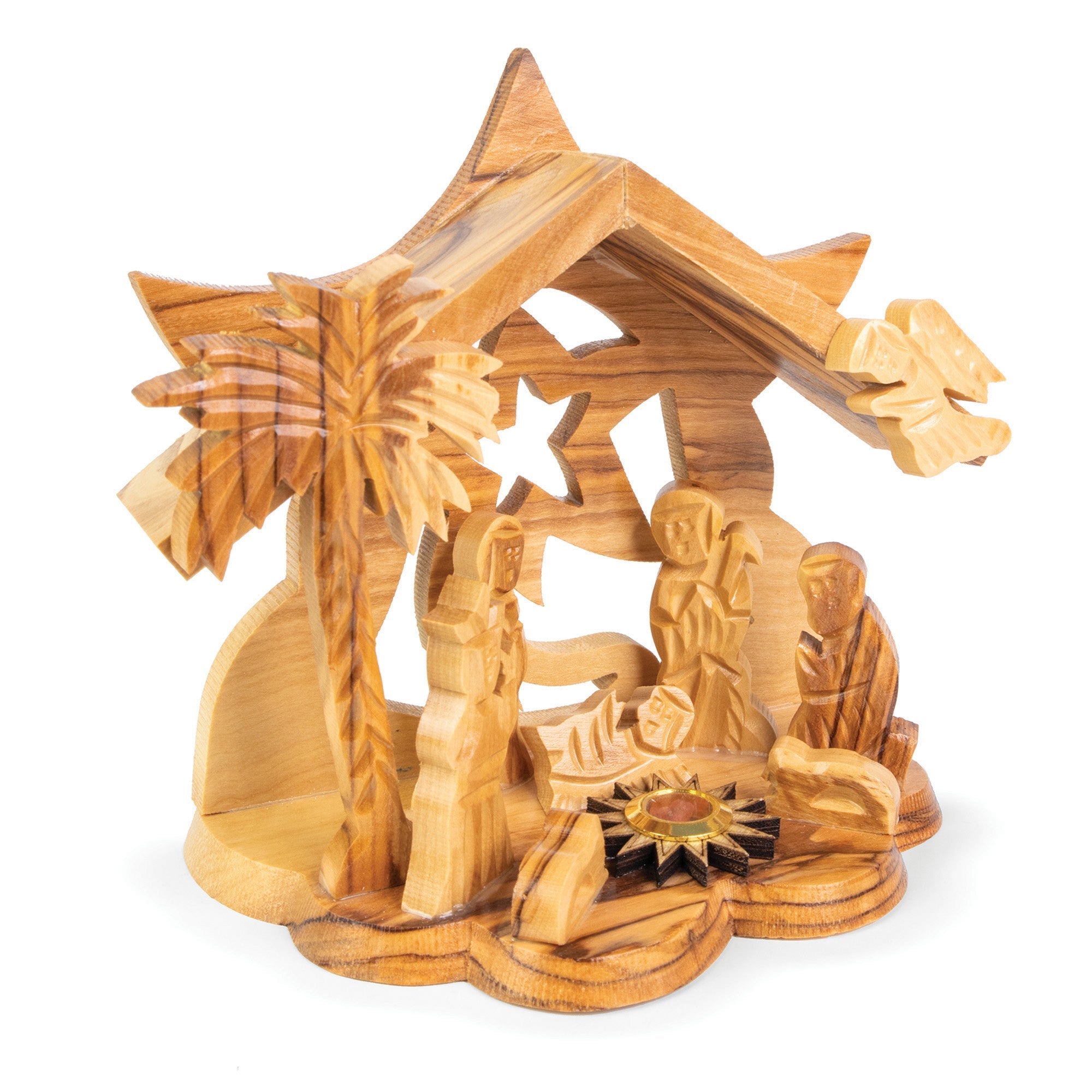 Olive Wood 3D Nativity, Large with Incense
