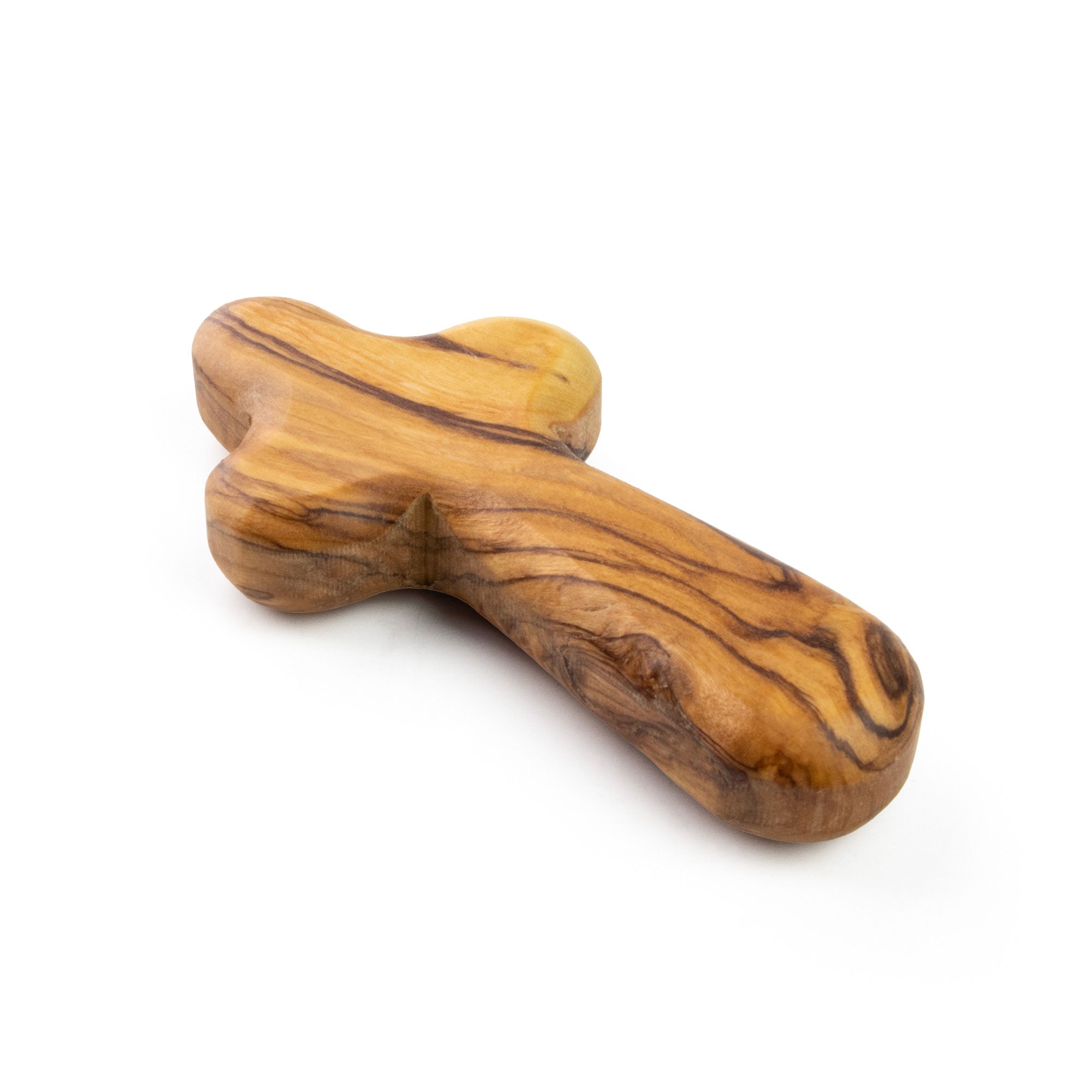 Medium Olive Wood Cross side view on a white background