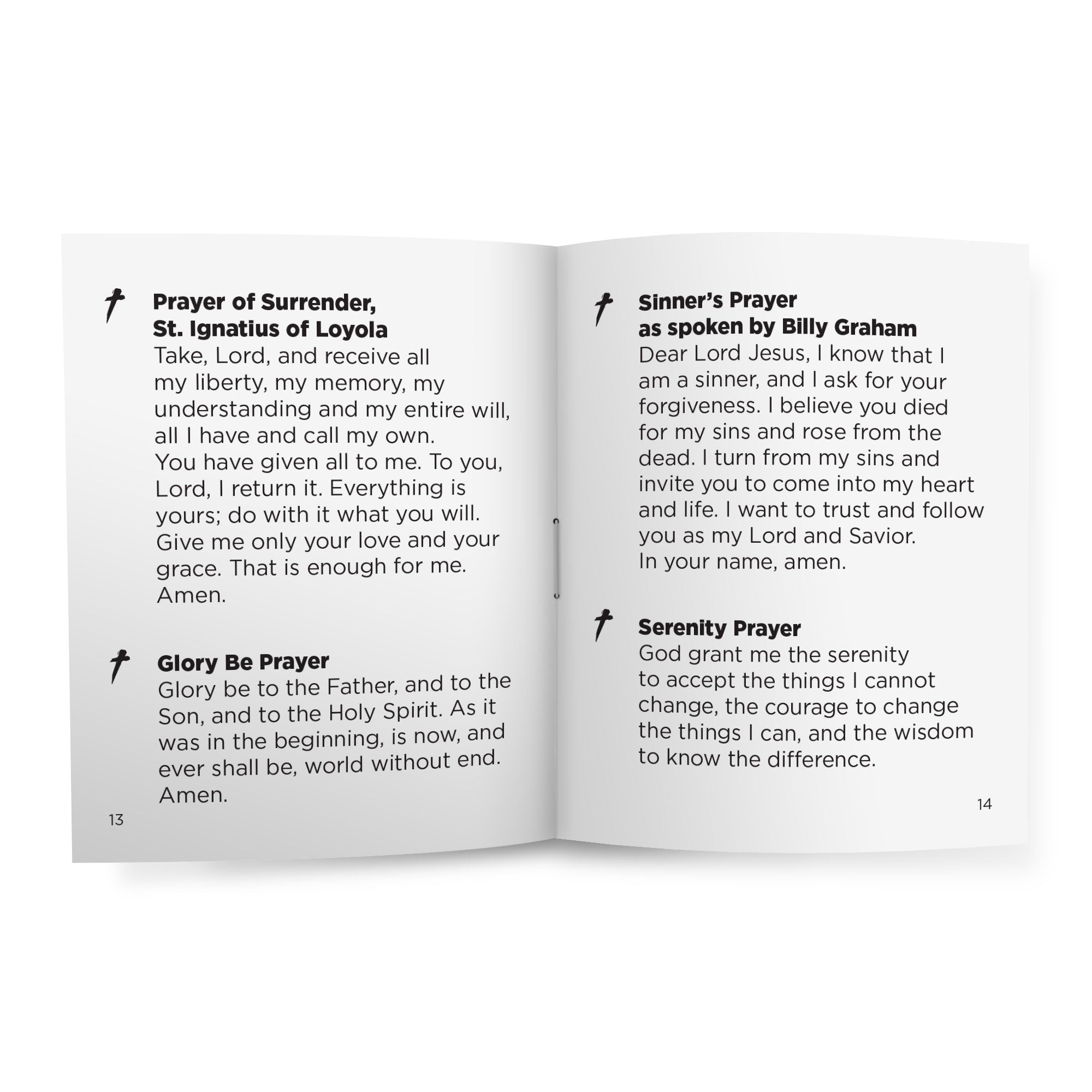 Sample of inside pages of the Meditation Prayer Booklet on a white background