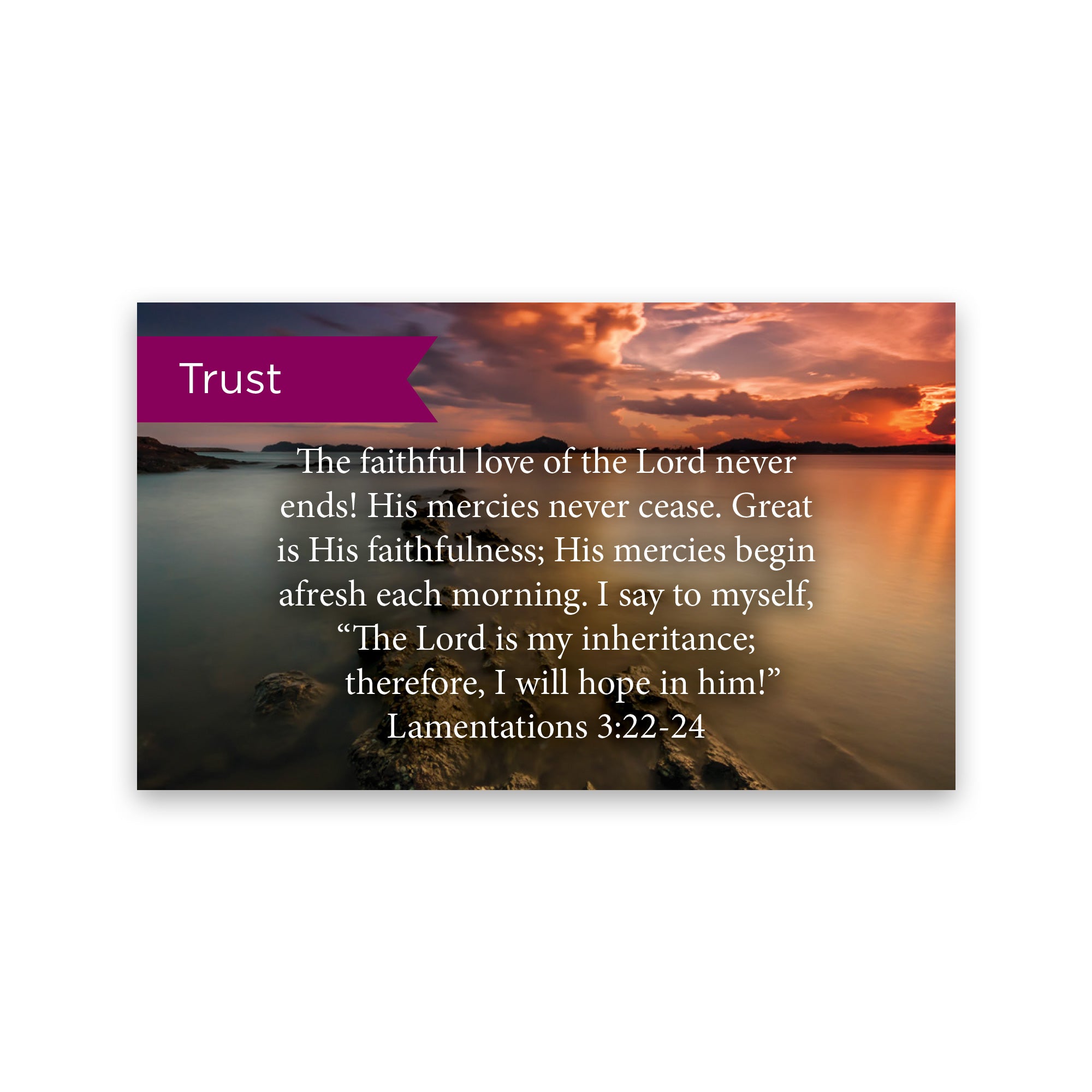 Pass Along Scripture Cards, Trust, Lamentations 3:22-24, Pack 25