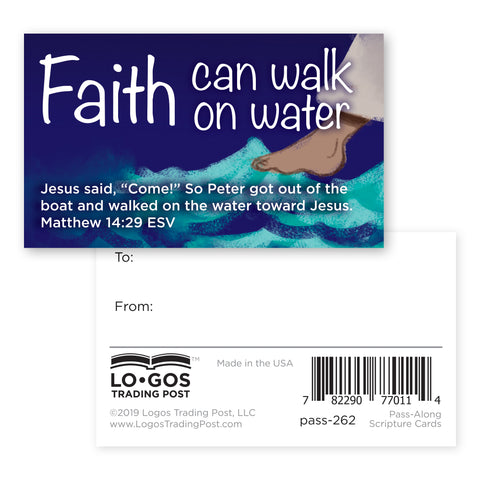 Children's Pass Along Scripture Cards - Faith Can Walk on Water, Pack of 25