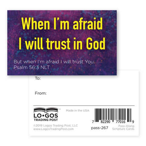Children's Pass Along Scripture Cards - When I'm Afraid I Trust in God, Pack of 25