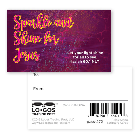 Children's Pass Along Scripture Cards - Sparkle and Shine for Jesus, Pack of 25