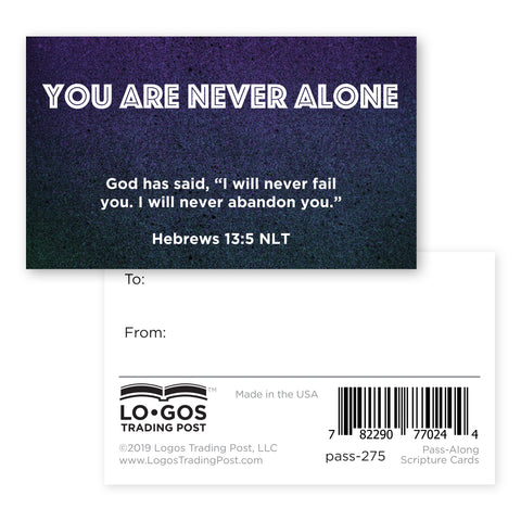 Children's Pass Along Scripture Cards - You Are Never Alone, Pack of 25