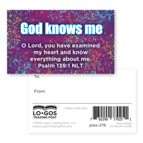 Children's Pass Along Scripture Cards - God Knows Me, Pack of 25