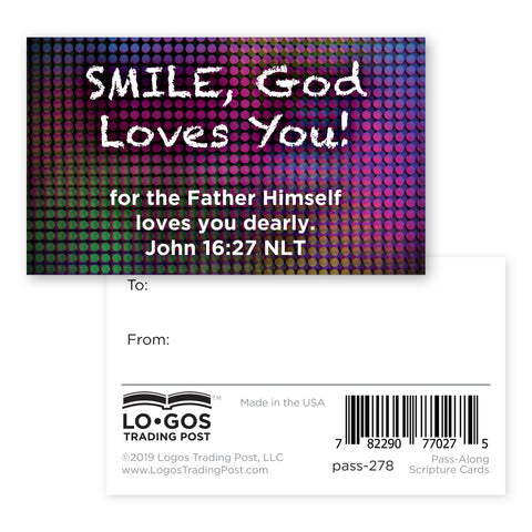 Children's Pass Along Scripture Cards - Smile, God Loves You, Pack of 25