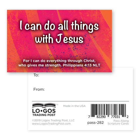 Children's Pass Along Scripture Cards - I Can Do All Things With Jesus, Pack of 25