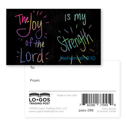 Children and Youth, Pass Along Scripture Cards, The Joy of the Lord is my Strength, Nehemiah 8:10 Pack of 25