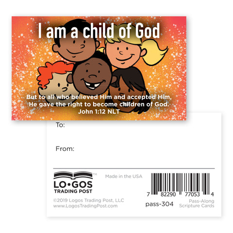 Children and Youth, Pass Along Scripture Cards, I am a Child of God, John 1:12, Pack of 25