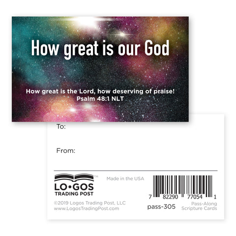 Children and Youth, Pass Along Scripture Cards, How Great is our God, Psalm 48:1, Pack of 25
