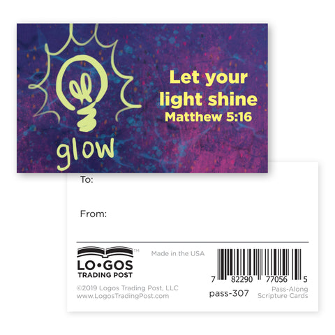 Children and Youth, Pass Along Scripture Cards, Glow, Matthew 5:16 Pack of 25