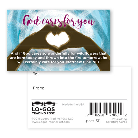 Children and Youth, Pass Along Scripture Cards, God Cares for You, Matthew 6:30, Pack of 25