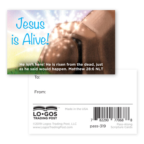 Easter, Pass Along Scripture Cards, Easter, Jesus is Alive (Empty Tomb), Matthew 28:6, Pack of 25