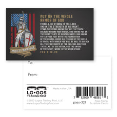 Mighty Warrior, Eph 6:10-20, Pass Along Scripture Cards, Pack of 25