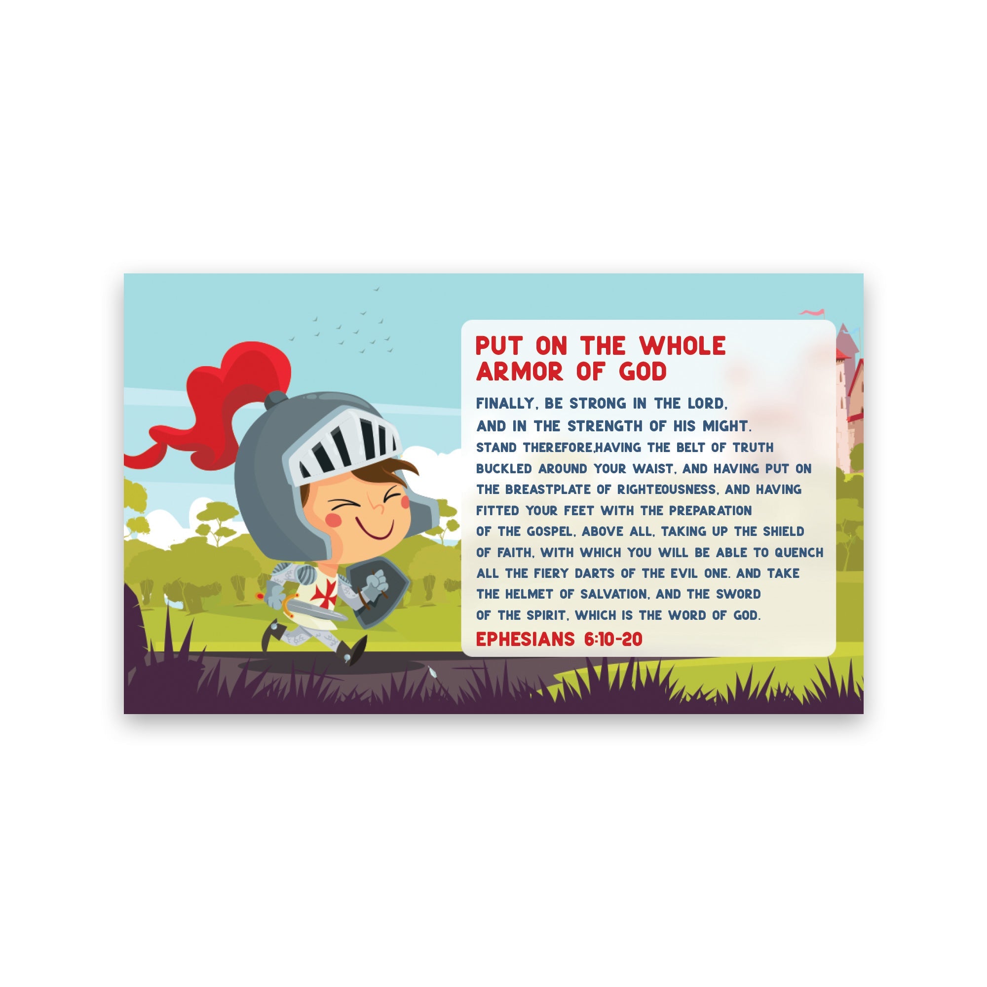 Kid's Full Armor, Eph 6:10-20, Pass Along Scripture Cards, Pack of 25
