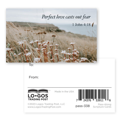 Perfect love casts out fear, 1 John 4:18, Pass Along Scripture Cards, Pack of 25
