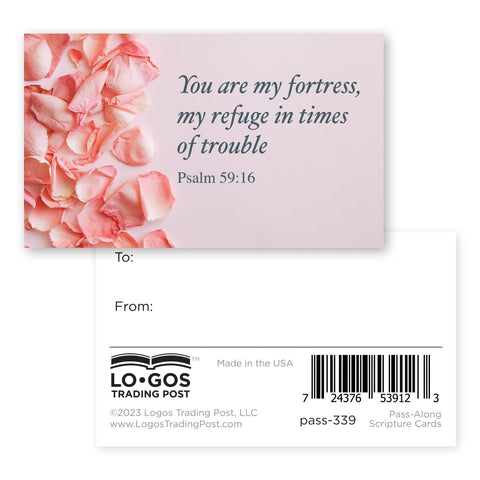 You are my fortress, Psalm 59:16, Pass Along Scripture Cards, Pack of 25