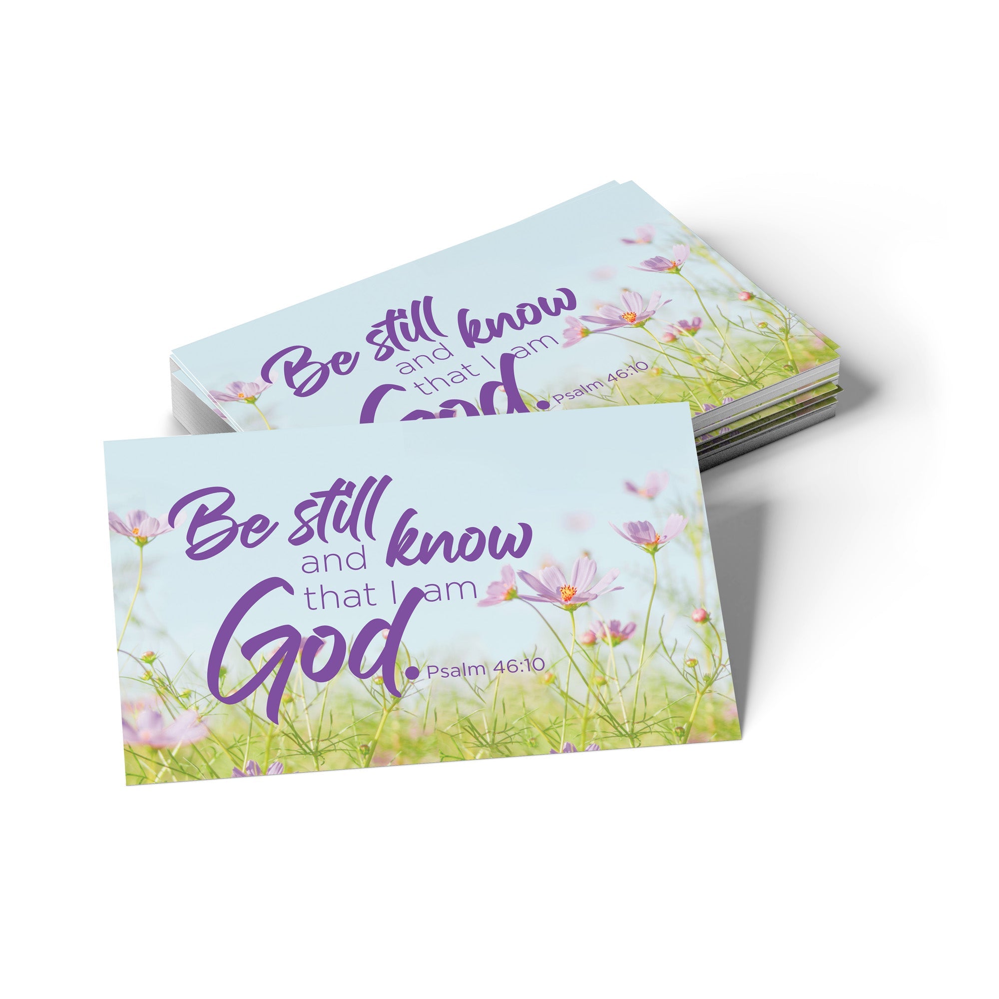 Flower Field, Be Still, Psalm 46:10, Pass Along Scripture Cards, Pack of 25
