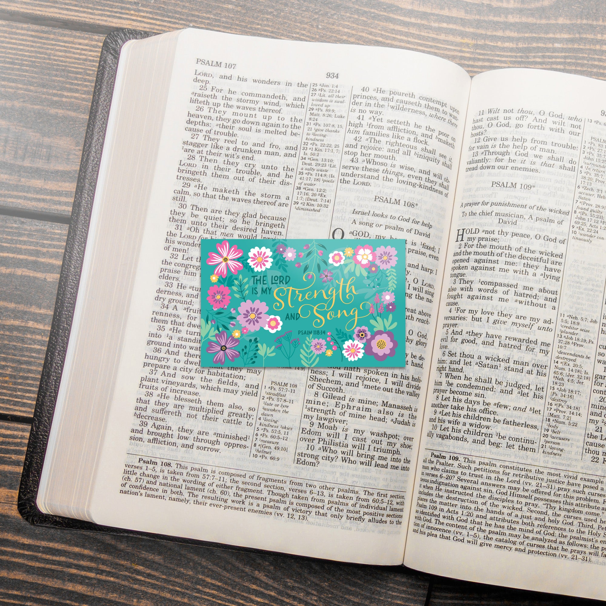 Postscript Cards Teal Floral, The Lord is my Strength, Ps 118:14, Pass Along Scripture ...