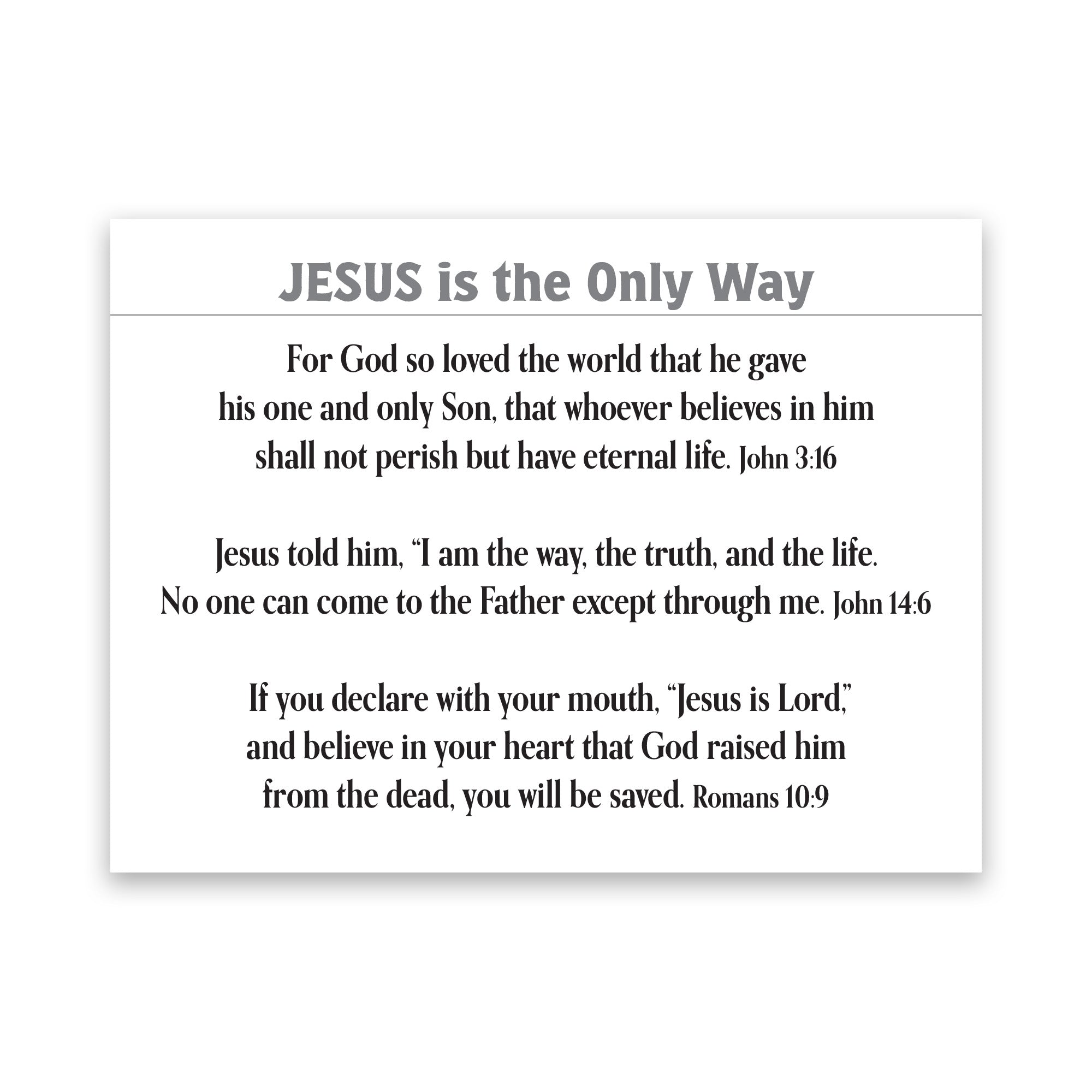 Jesus is the Only Way, Salvation Scripture Cards, Pack of 40