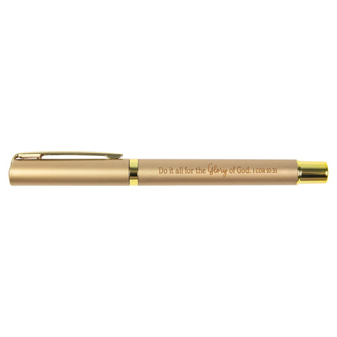 Do it all for the Glory of God - 1 Cor 10:31 - Pearl Scripture Pen - Gold