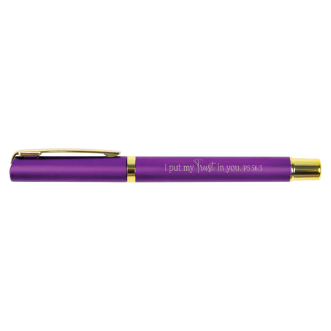I Put My Trust in You - Ps 56:3 - Pearl Scripture Pen - Purple