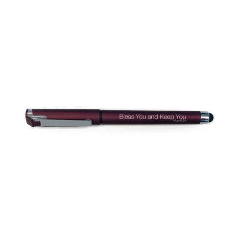 Soft Touch Gel Stylus Scripture Pen Burgundy – Bless You, Num 6:24