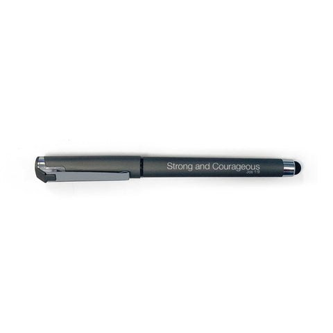 Soft Touch Gel Stylus Scripture Pen Gray – Strong and Courageous, Jos 1:9