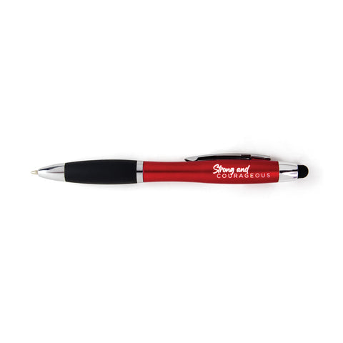 Strong and Courageous Illuminated Scripture Stylus Pen - Red