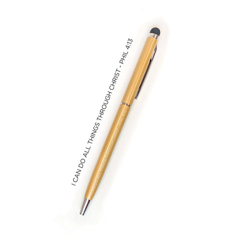I Can Do All Things Through Christ Narrow Stylus Pen - Gold