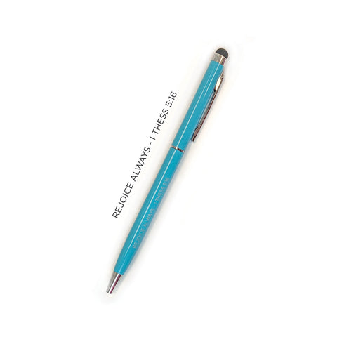Rejoice Always Narrow Stylus Pen - Light Blue