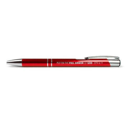 Put on the Full Armor of God - Eph 6:11 - Metallic Scripture Pen - Red