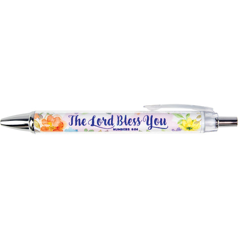 The Lord Bless You - Numbers 6:24 - Floral Scripture Pen