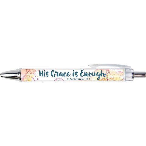 His Grace is Enough - 2 Corinthians 12:9 - Floral Scripture Pen