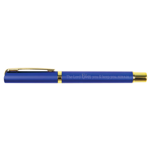 The Lord Bless You and Keep You - Numbers 6:24 - Pearl Scripture Pen - Blue
