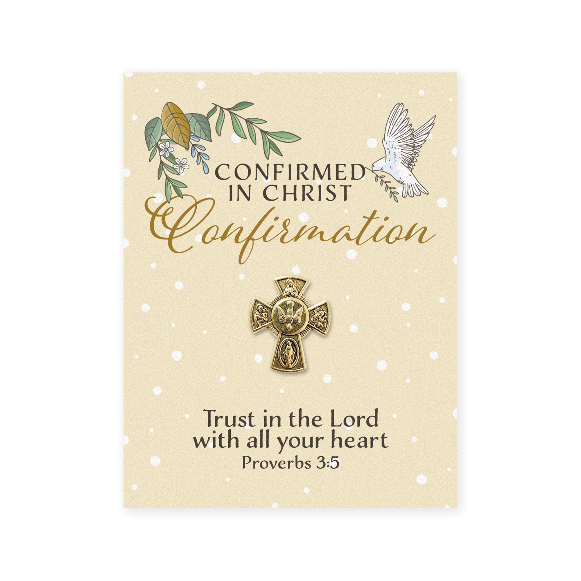 Metal Pin on Card, Confirmation Cross – Gold – Logos Trading Post