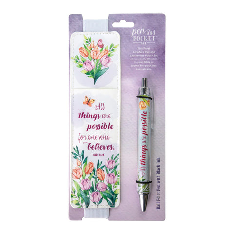 Pen and Pocket Set, Floral – All Things Possible, Mark 9:23