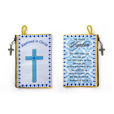 Rosary Pouch - Baptized in Christ Boys – Blue and Numbers 6:24-26
