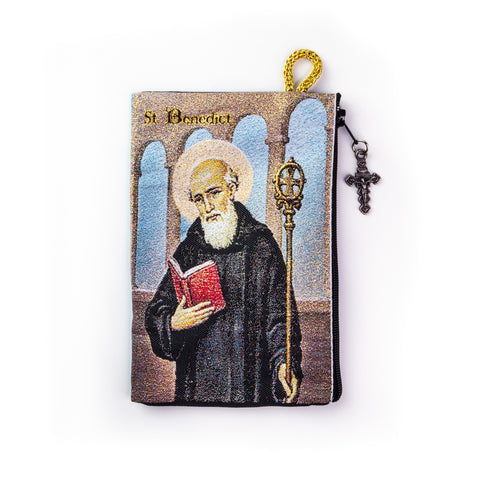 Rosary Pouch - St Benedict and Medal