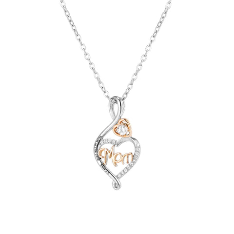 Heart Pendant with CZ Accents and Mom – Trust in the Lord, Prov 3:5