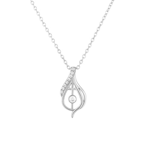 Stainless Steel Teardrop Cross with CZ Accents