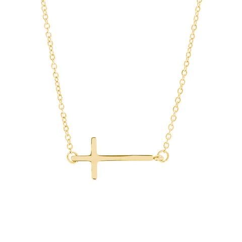Stainless Steel Inline Cross Necklace – Gold Color
