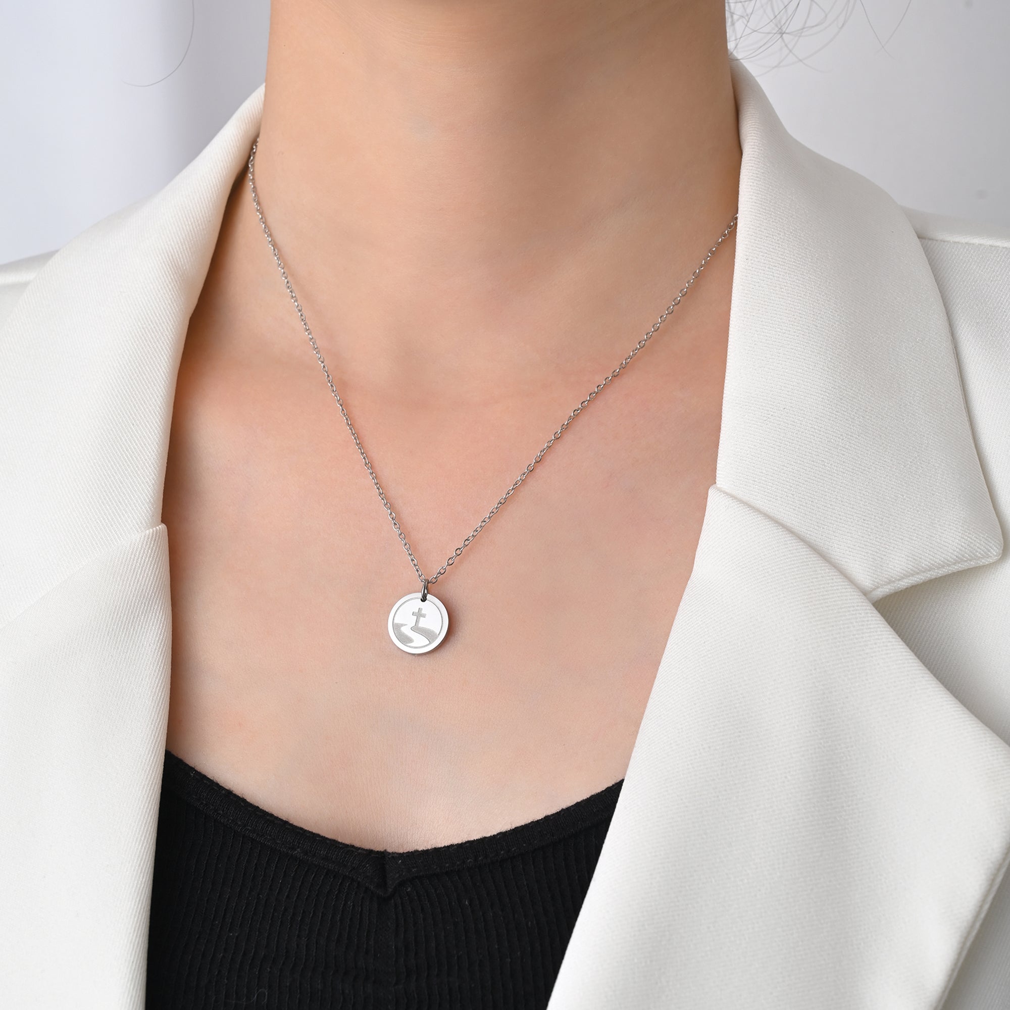 At the Cross Stainless Steel Medallion Pendant with Card
