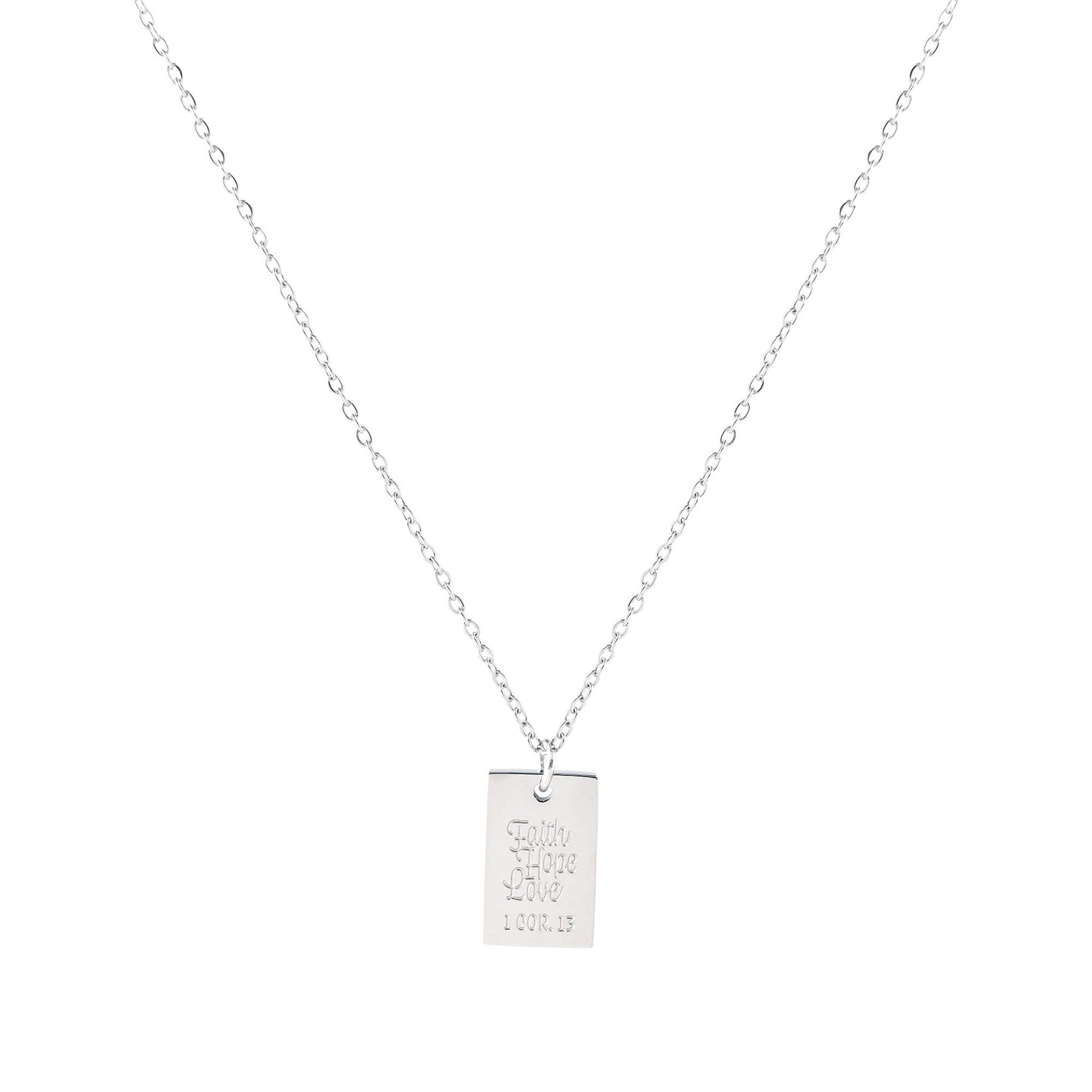 Faith Hope Love Stainless Steel Tag Pendant with Card