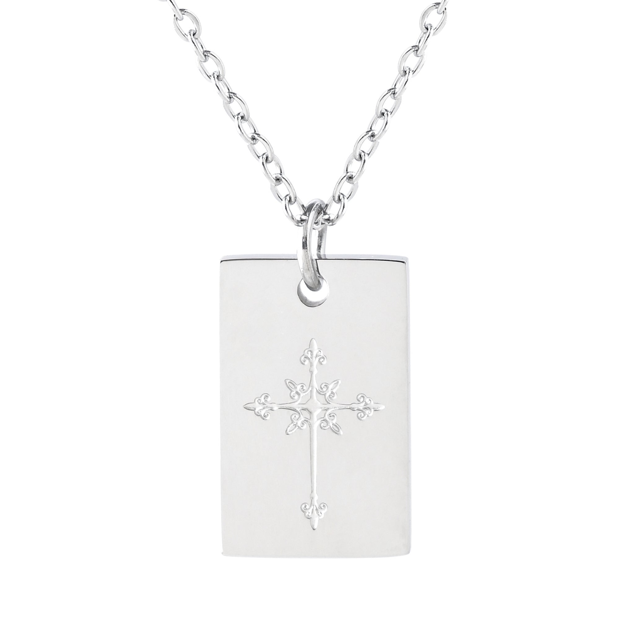 Cross Stainless Steel Tag Pendant with Card